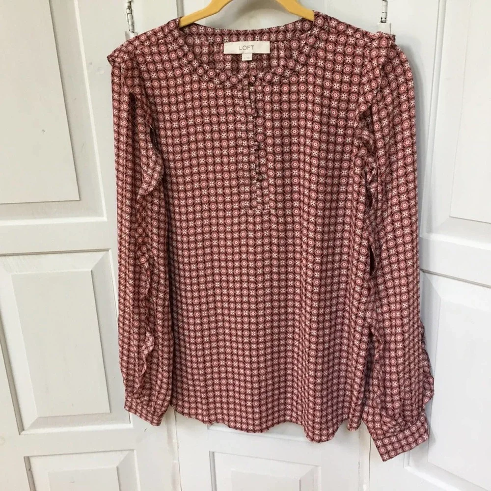 LOFT Long Sleeve Tunic With Ruffle - Picture 7 of 13